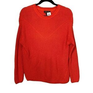 Rachel Zoe New York Women's Orange Knitted Long-Sleeve Sweater Size M NWT